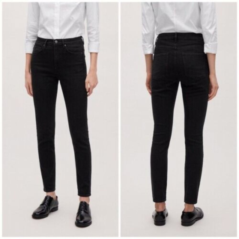 COS   Skinny  Skinny Leg MId Rise Ankle Length Jeans  Size 25  NWT $115 BLACK